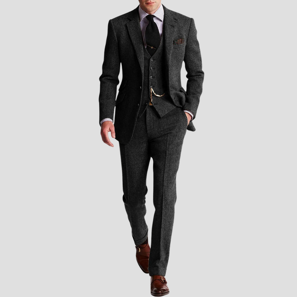 Men's Slim Fit Three-Piece Wool Suit