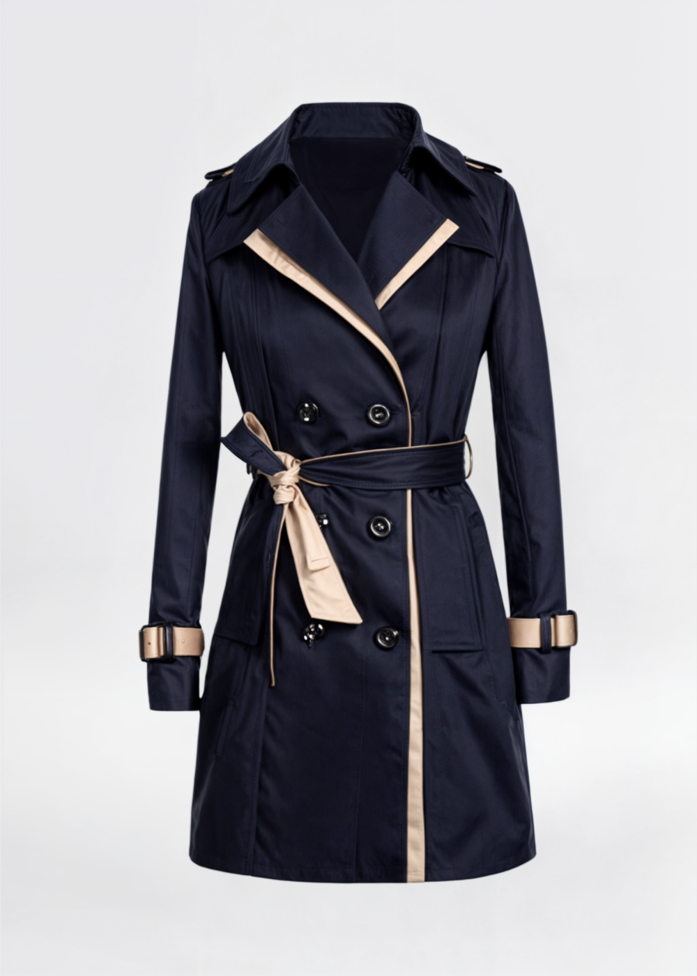 Women's Wool-Blend Double-Breasted Trench Coat