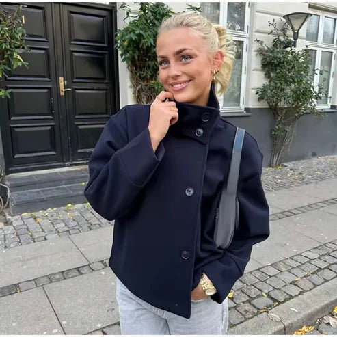 Women's Wool High Neck Jacket Outerwear