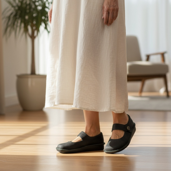 Women's Leather Mary Jane Comfort Flats