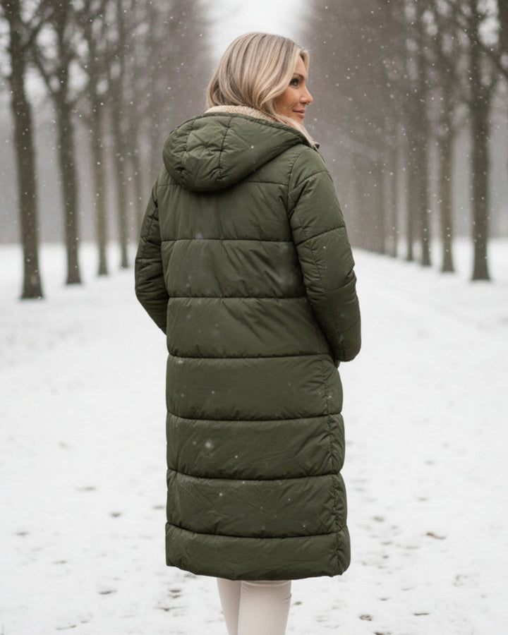 Women’s Long Hooded Fleece-Lined Puffer Coat
