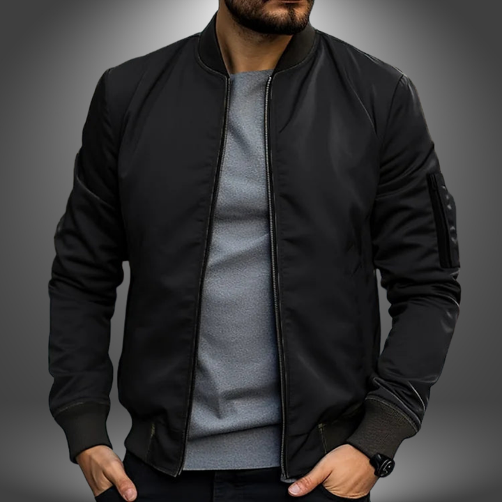 Men's Lightweight Slim-Fit Nylon Tailored Bomber Jacket