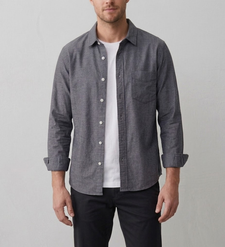 Men's Linen Button Down Long Sleeve Casual Shirt