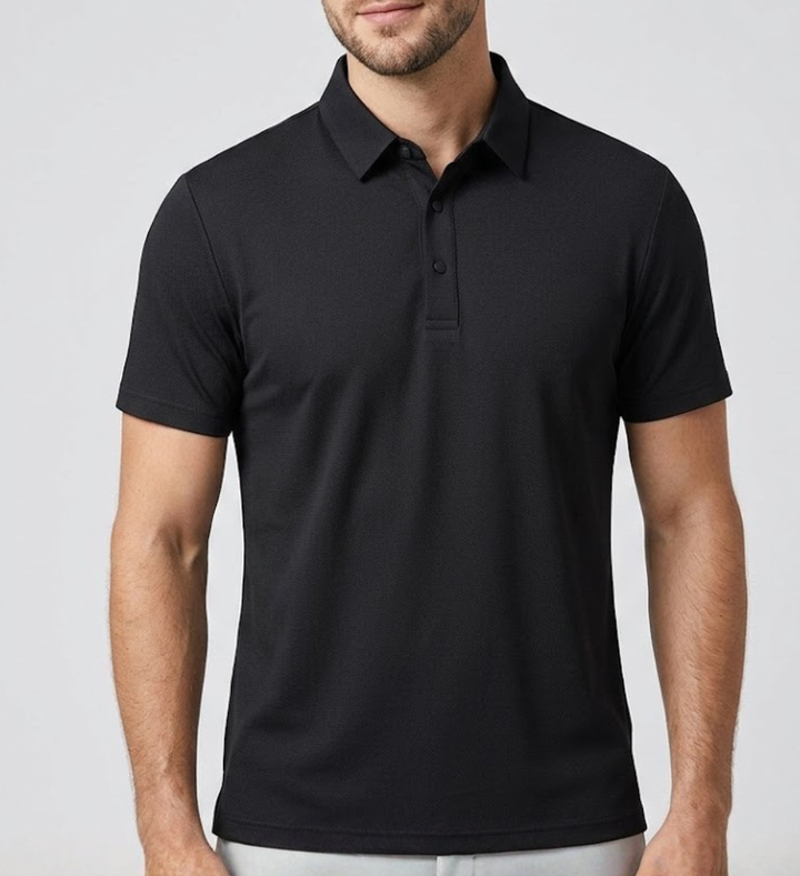 Men's Linen Blend Knit Polo Shirt Premium Short Sleeve Top