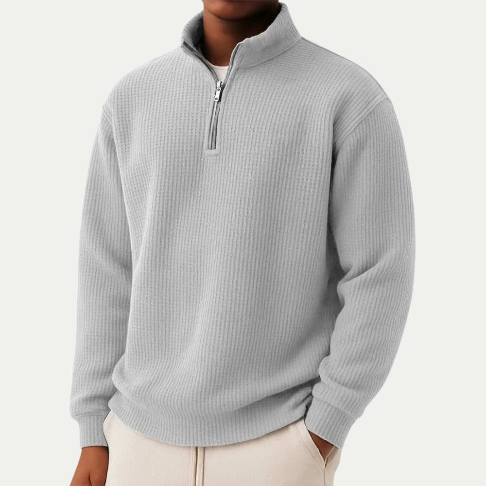 Men's Long Sleeve Half-Zip Knit Casual Pullover Sweater