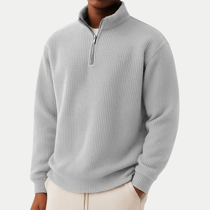 Men's Long Sleeve Half-Zip Knit Casual Pullover Sweater