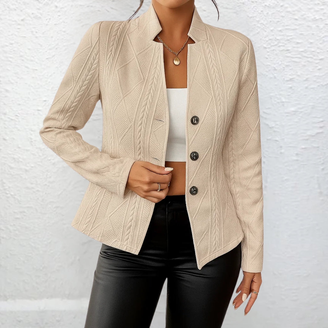 Women's Textured Stand Collar Blazer Blazer Jacket