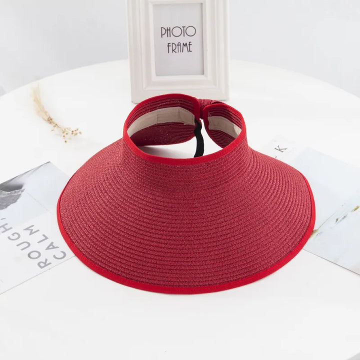 Women's Paper Straw Sun Visor Wide Brim Foldable Beach Hat