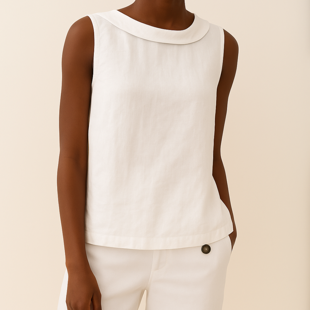 Women's Sleeveless Linen Shell Top Blouse