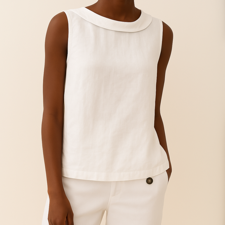 Women's Sleeveless Linen Shell Top Blouse