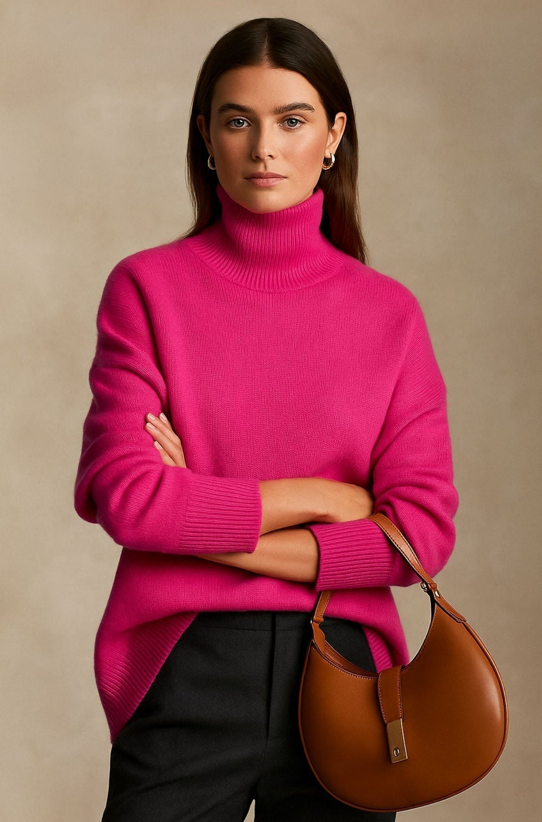Women's Merino Wool Roll Neck Jumper Knit Pullover Sweater