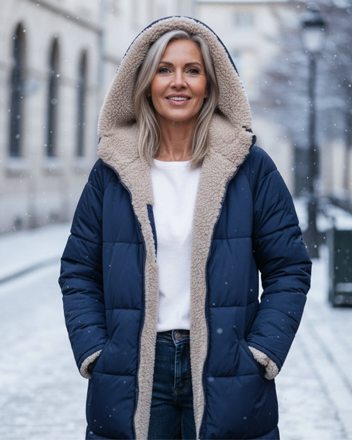 Women’s Long Hooded Fleece-Lined Puffer Coat