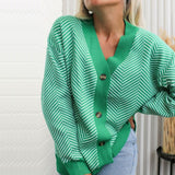 Cardigan en maille à col en V pour femme, pull oversize en laine