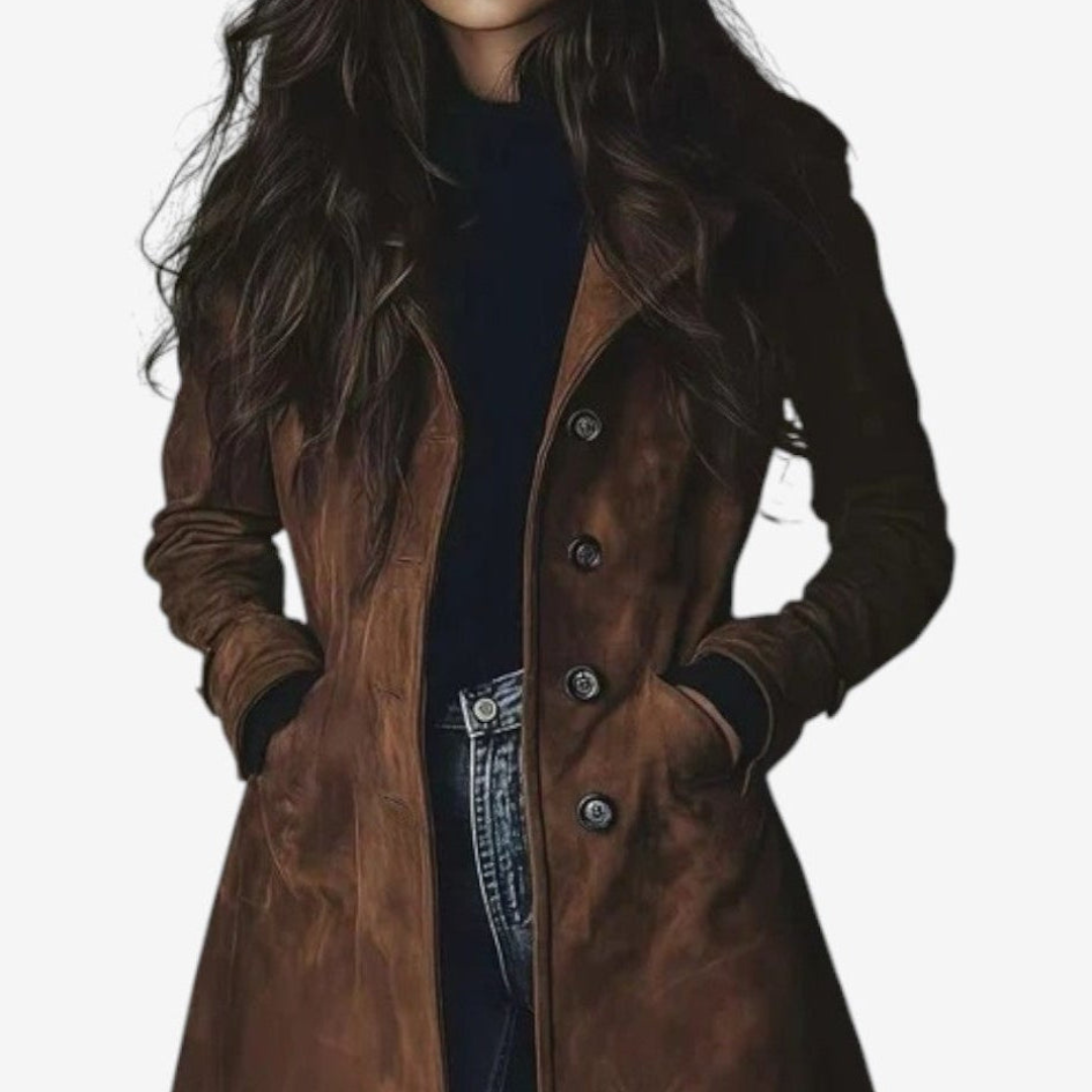 Women’s Tailored Suede Long Trench Coat