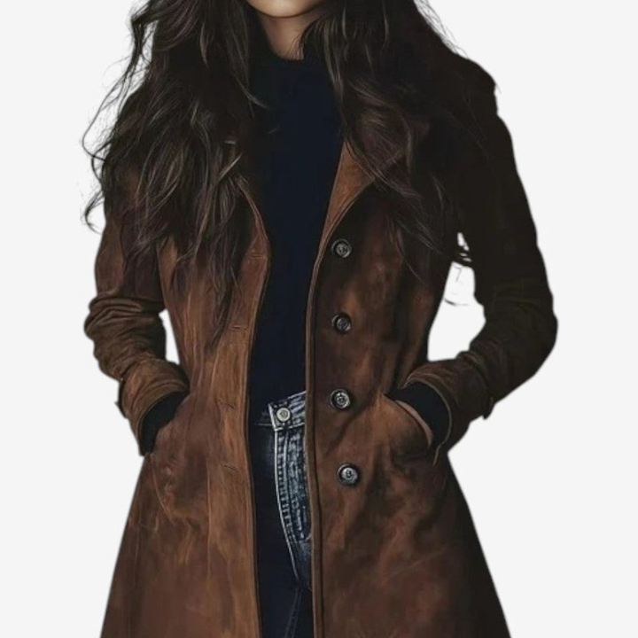 Women’s Tailored Suede Long Trench Coat
