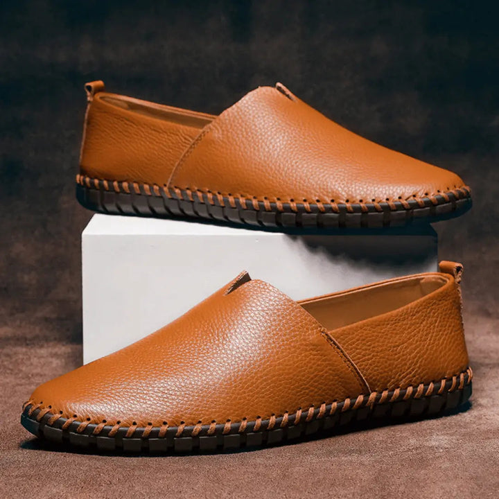 Men's Leather Loafers Casual Slip-On Flat Moccasins