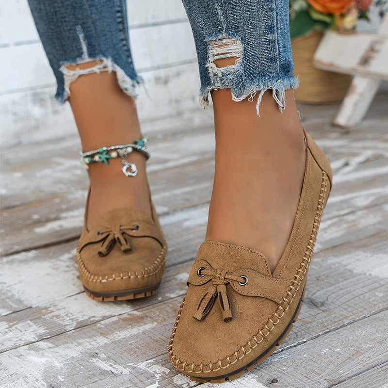 Loafers Womens Suede Slip On Flat Shoes