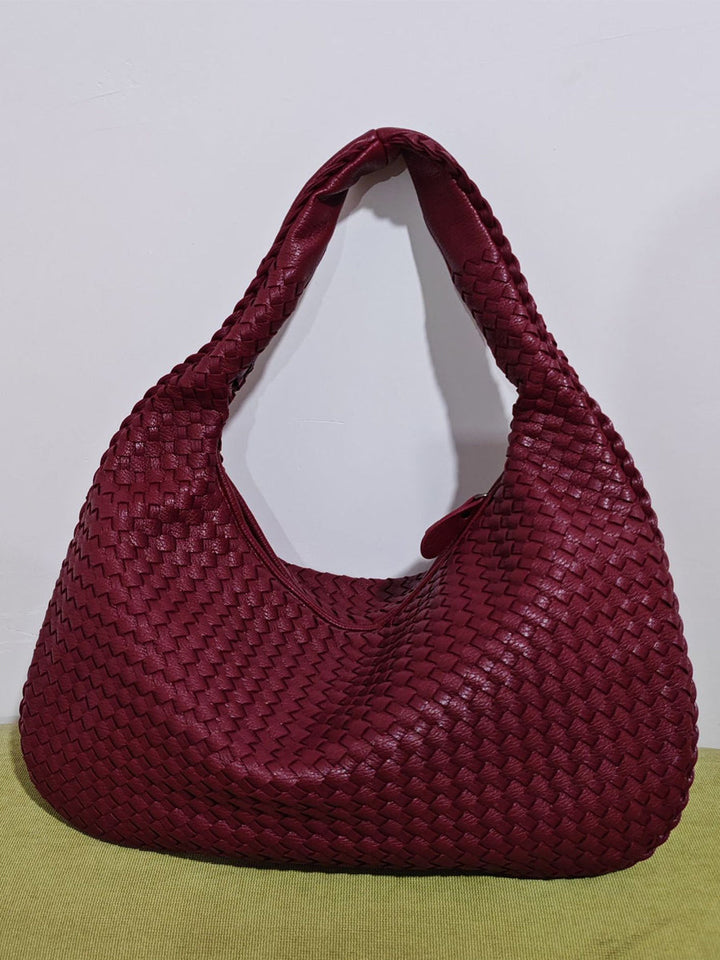 Women Woven Leather Hobo Bag Knot Shoulder Purse