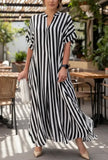 Women's Linen Striped Maxi Kaftan Dress
