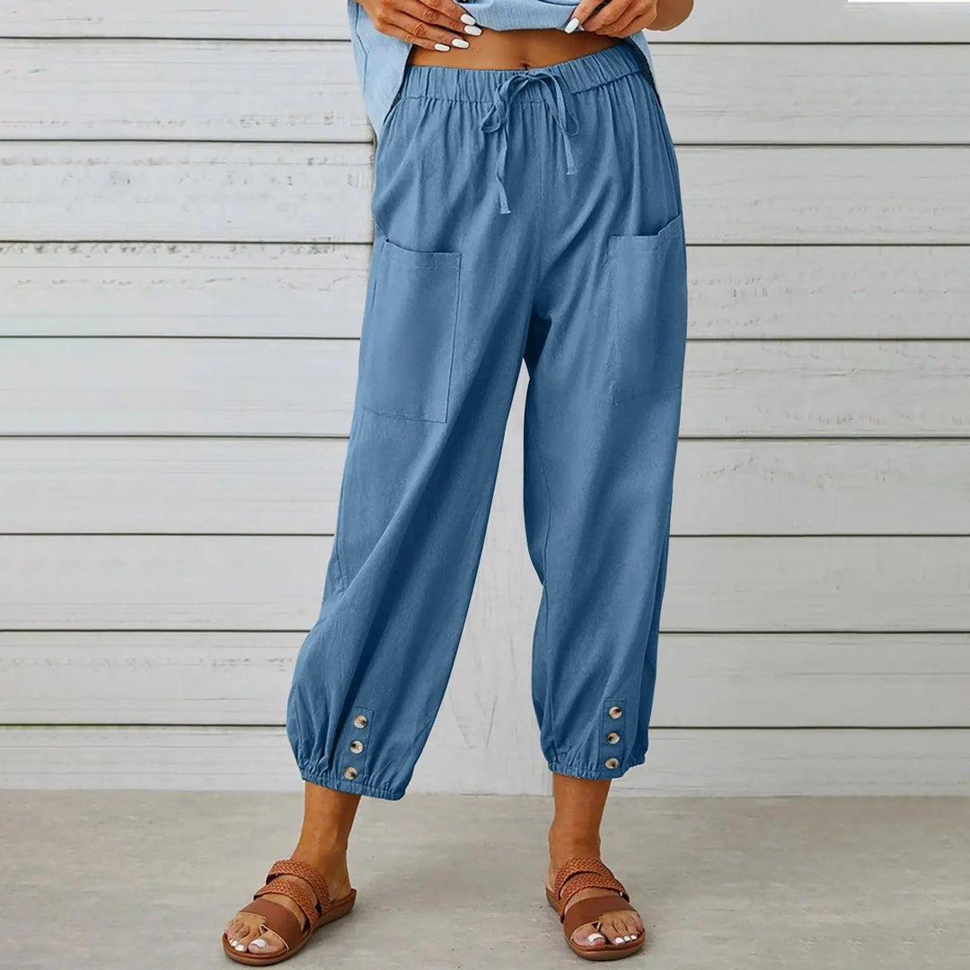 Women's Linen Trousers Relaxed Fit Joggers