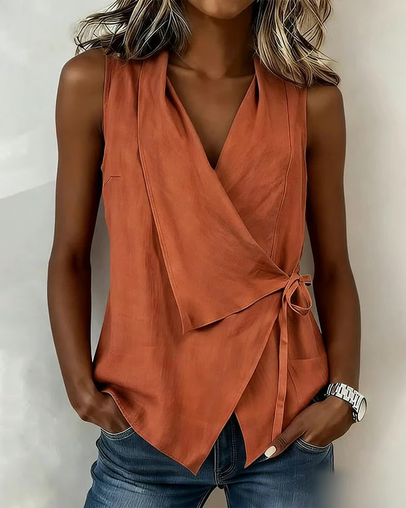 Women's Linen Wrap Top Vest