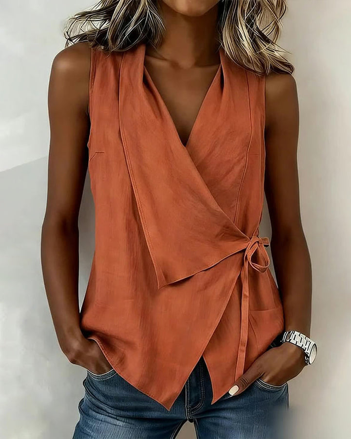 Women's Linen Wrap Top Vest