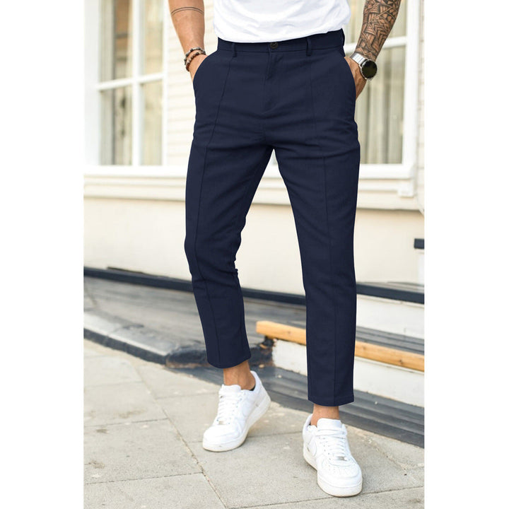 Men's Merino Wool Blend Slim Fit Tapered Dress Trousers