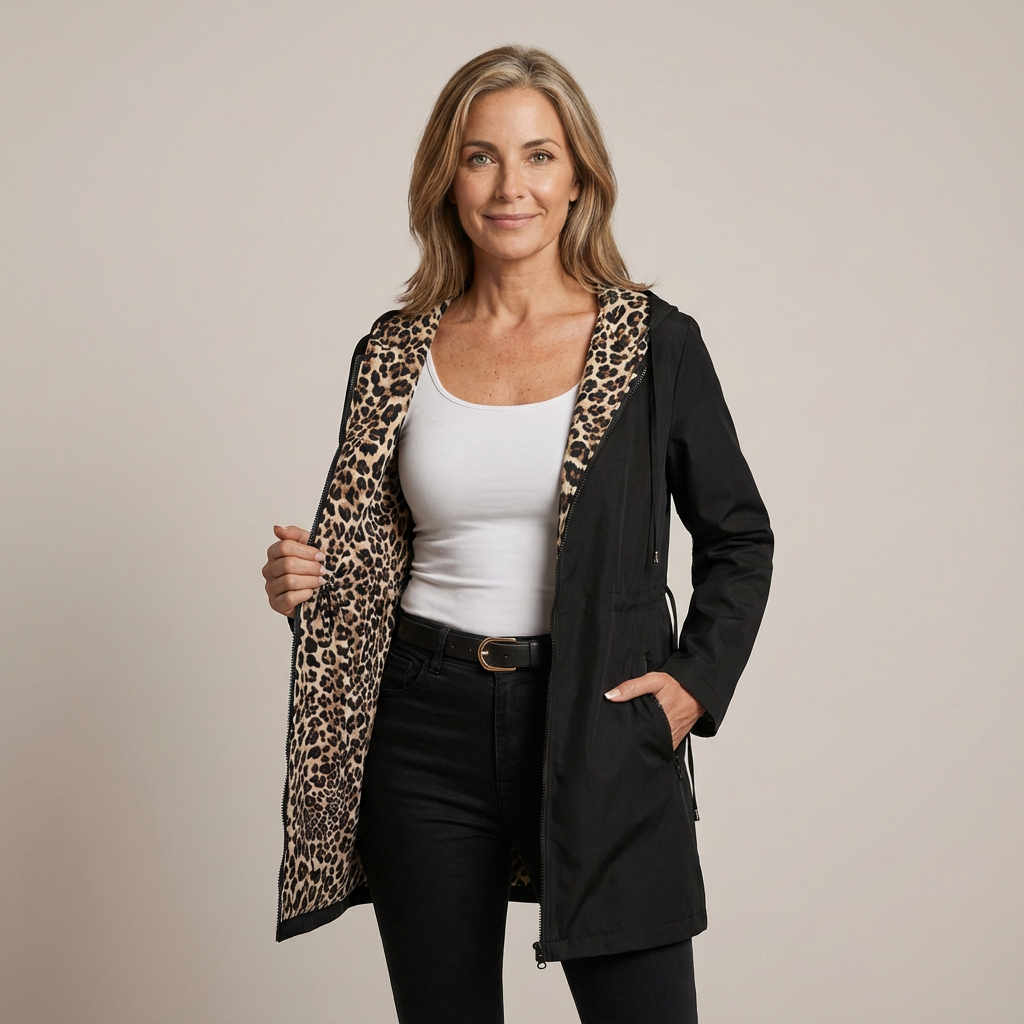Women's Fleece Reversible Leopard Print Hooded Jacket