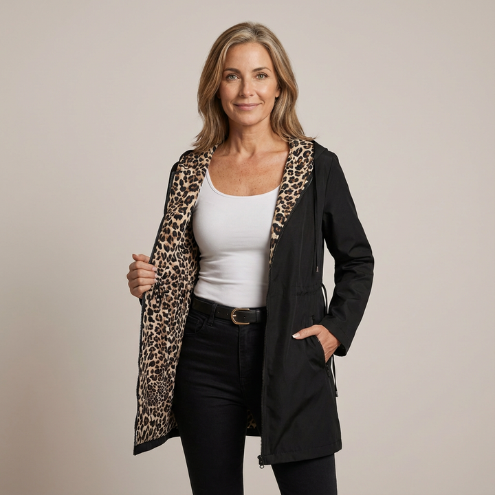 Women's Fleece Reversible Leopard Print Hooded Jacket