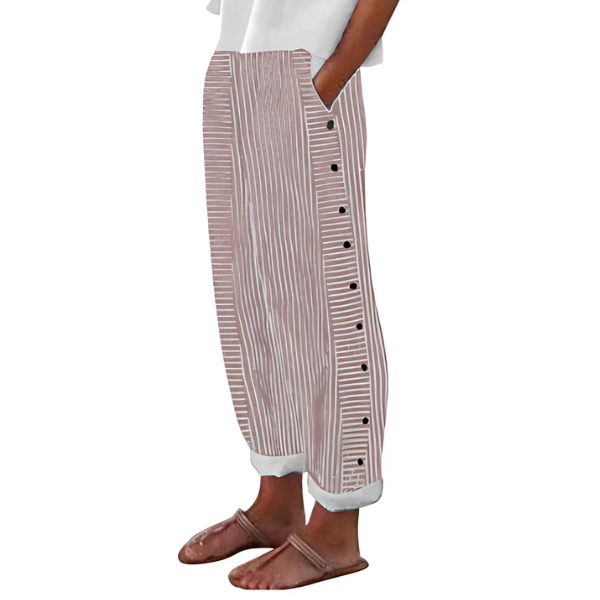 Linen Trousers Women's Striped Wide Leg Pants