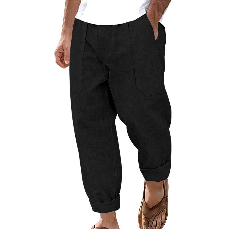 Men's Linen Trousers Relaxed Fit Casual Pants