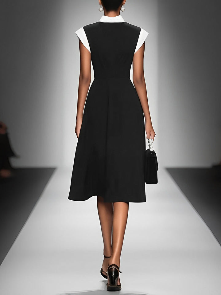 Robe midi en maille, coupe trapèze et encolure carrée pour femme