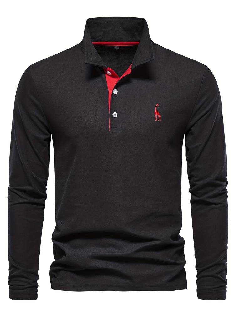 Men's Long Sleeve Polo Shirt Merino Wool Blend Knit Slim Fit