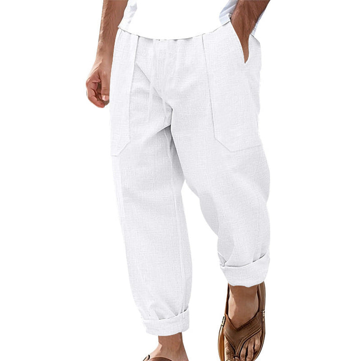 Men's Linen Trousers Relaxed Fit Casual Pants