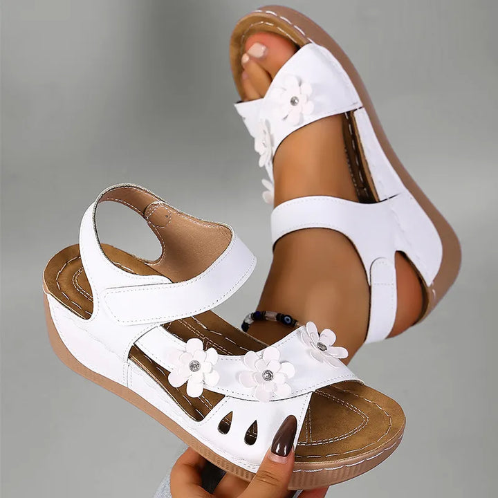 Women's Leather Platform Casual Comfort Wedge Sandals