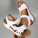 Women's Leather Platform Casual Comfort Wedge Sandals