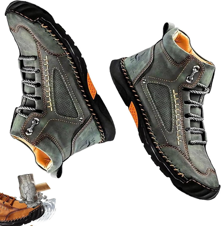 Men's Leather Ankle Boots Casual Hiking Shoes