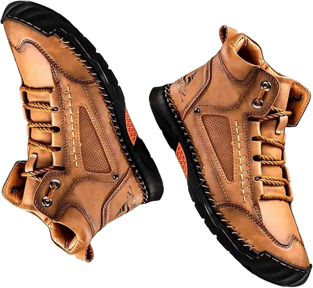 Men's Leather Ankle Boots Casual Hiking Shoes