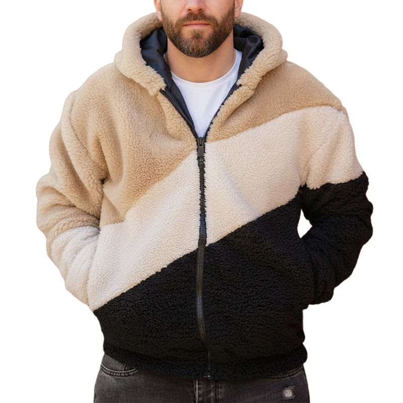 Men's Sherpa-Lined Fleece Zip-Up Hoodie