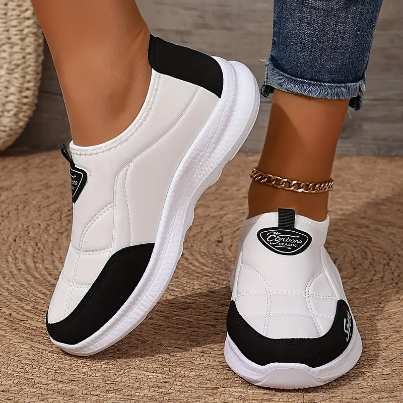Women's Leather Slip On Sneakers Sport Walking Shoes