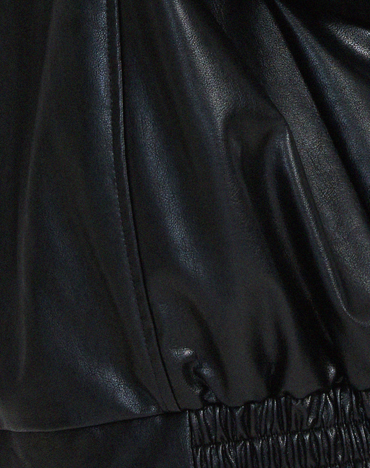 Women's Leather Jacket Bomber Oversized Faux Coat