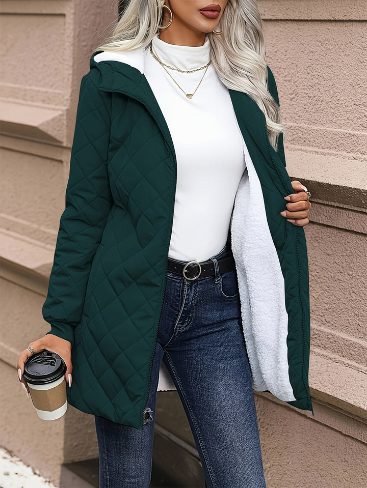 Women's Quilted Jacket Fleece Lined Hooded Coat