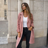 Women's Wool Mix Longline Lapel Coat