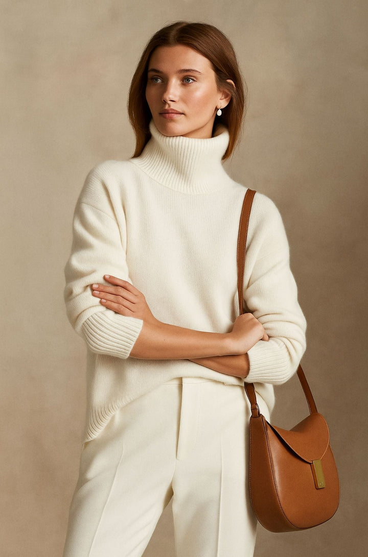 Women's Merino Wool Roll Neck Jumper Knit Pullover Sweater
