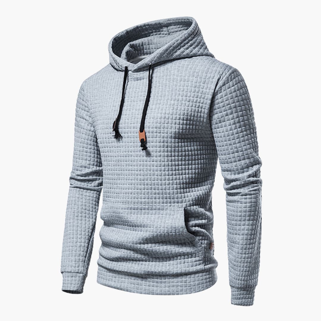 Men's Fleece Hoodie Waffle Knit Pullover Sweatshirt