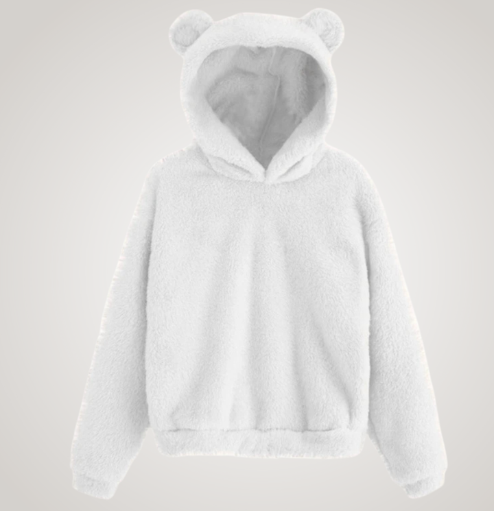 Women Fleece Bear Ear Hoodie Pullover Sweater