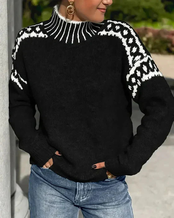 Womens Knit Sweater Wool High Neck Jumper