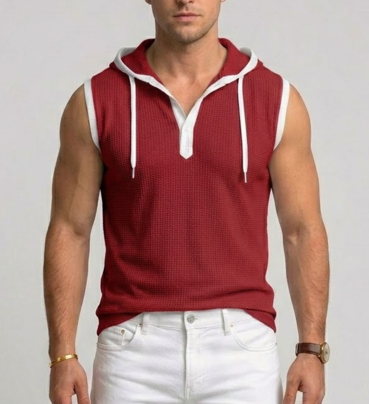 Men's Knit Sleeveless Gym Hoodie Muscle Shirt