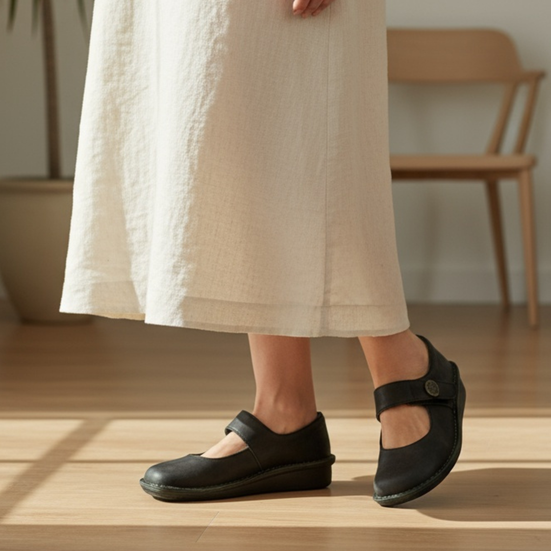 Women's Leather Mary Jane Comfort Flats
