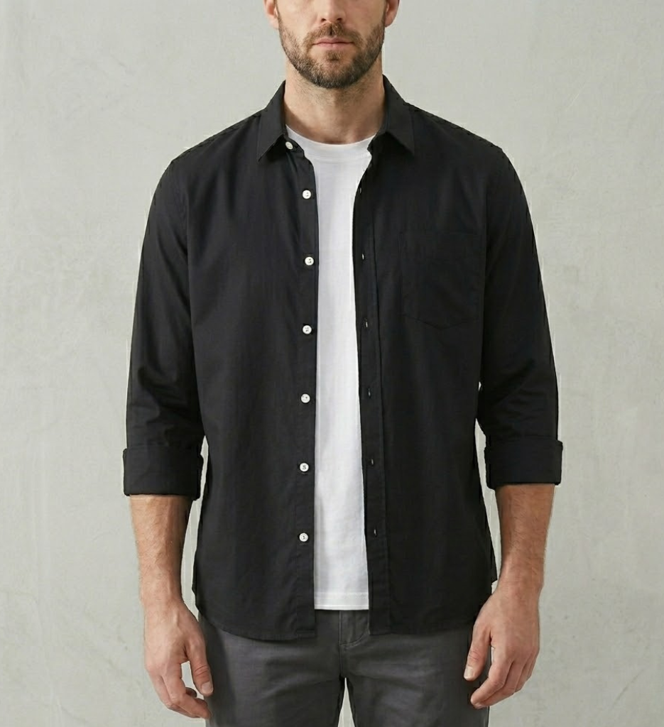 Men's Linen Button Down Long Sleeve Casual Shirt